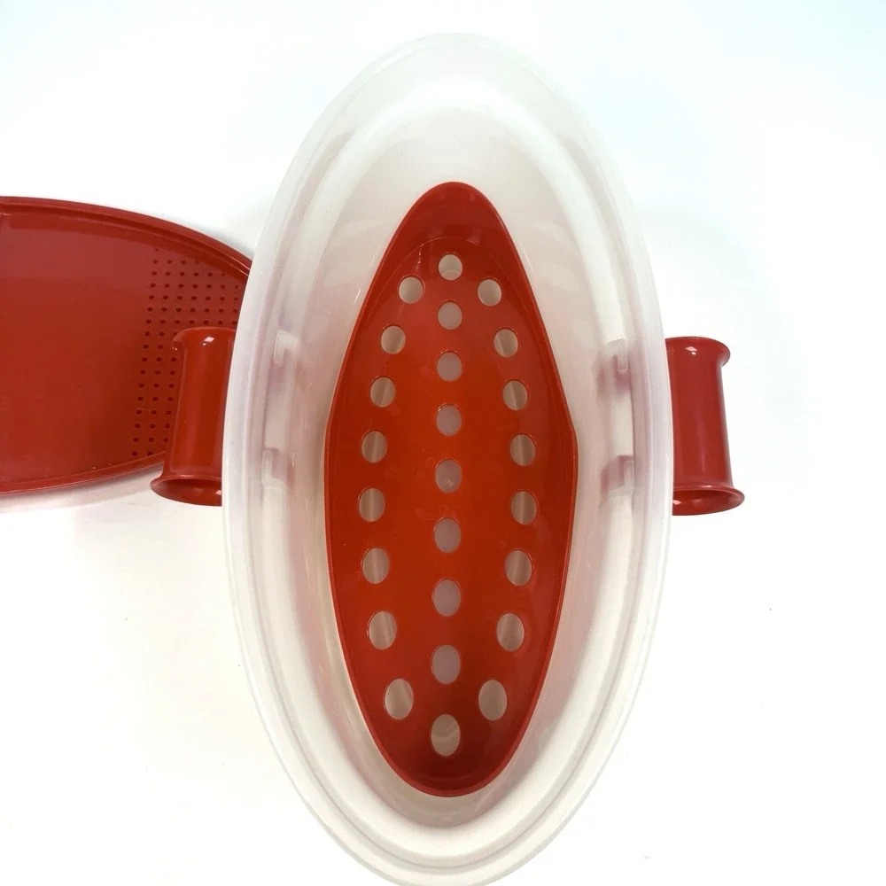 Microwave Pasta Boat TeleBrands Red Complete Strainer Insert Recipe Book